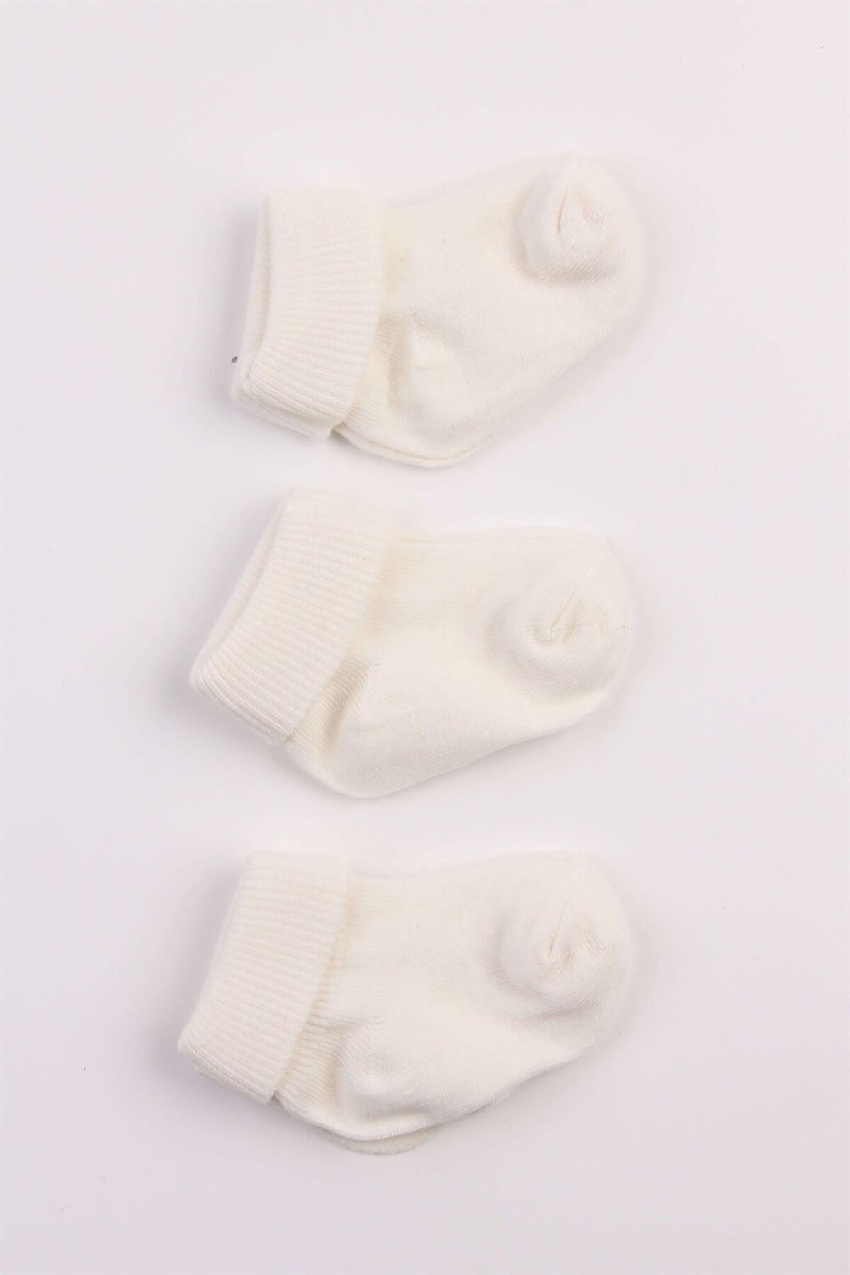 For My Baby Ekru Pamuklu 3'lü Unisex Bebek Çorabı