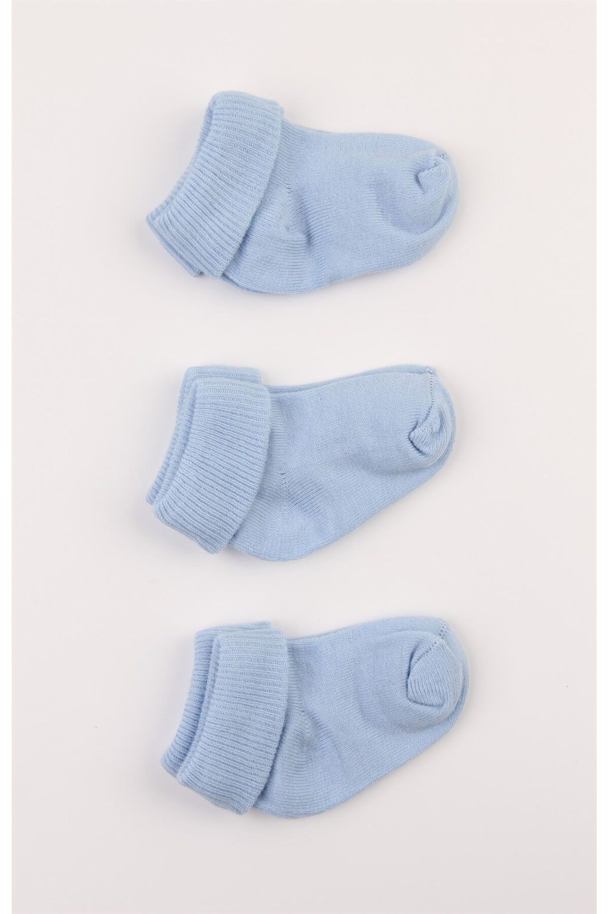 Mini Ropa Mavi Pamuklu 3'lü Bebek Çorabı