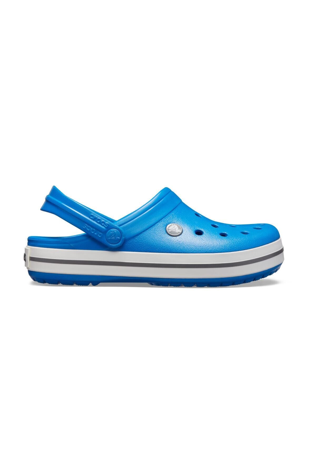 Crocs Mavi Unisex Crocband Kenarı Beyaz Siyah Çizgili Terlik