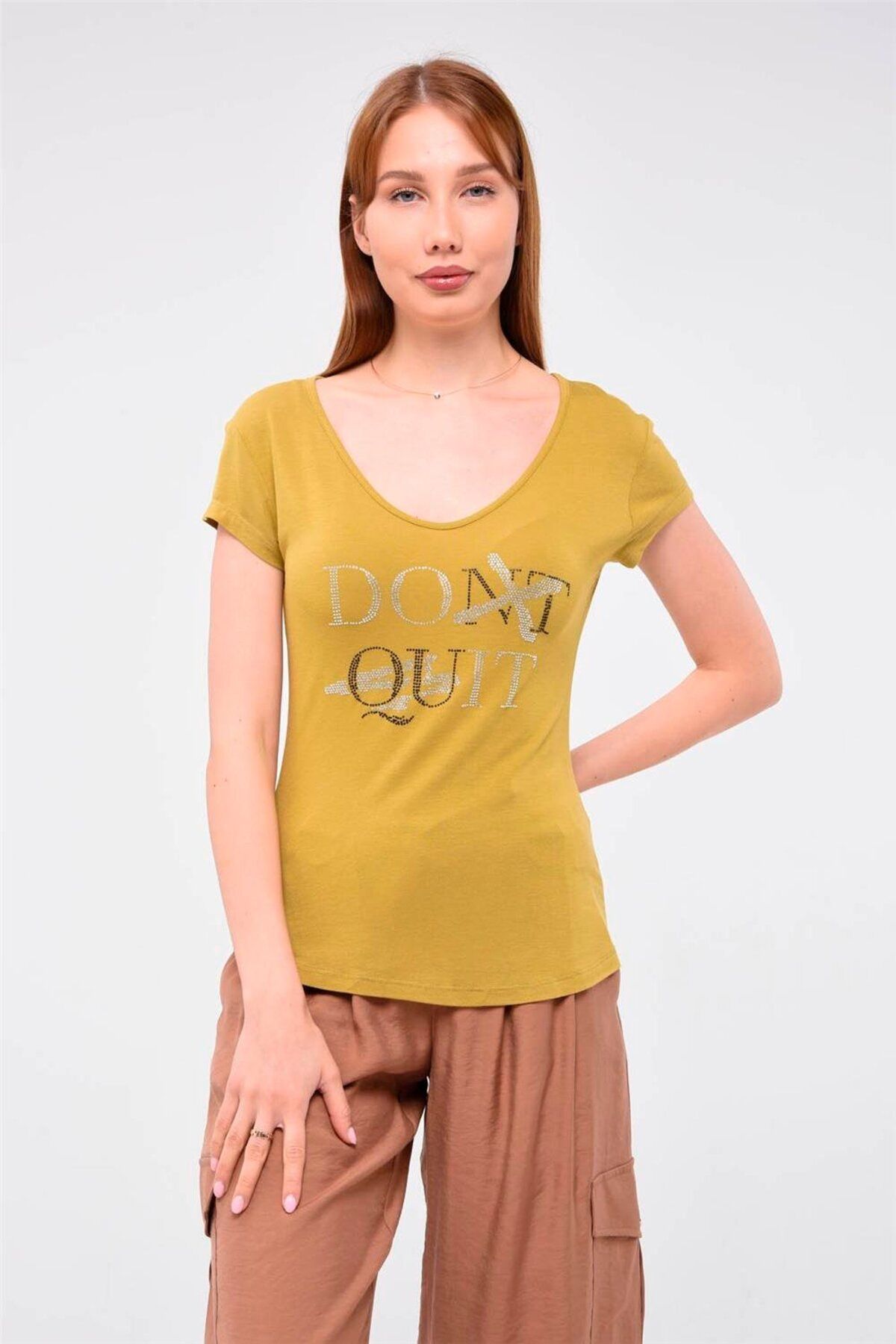 Home Store Tshirt Do It Taş Baskılı - Yeşil