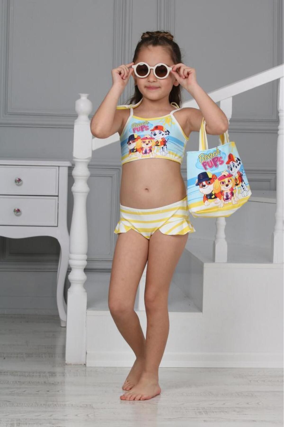 RAPAPA Kız Çocuk 3 Parça Çantalı Bikini Takım 0126