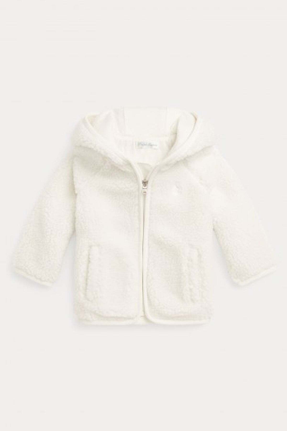 Ralph Lauren 12-18 Aylık Unisex Kapüşonlu Peluş Sweatshirt Ceket 12m / Beyaz