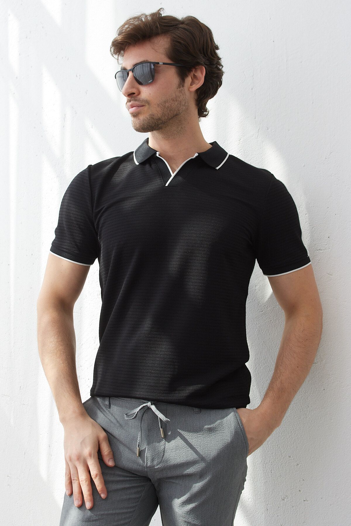 RAVANELLI Erkek Modern Slim Fit Polo Yaka T-shirt