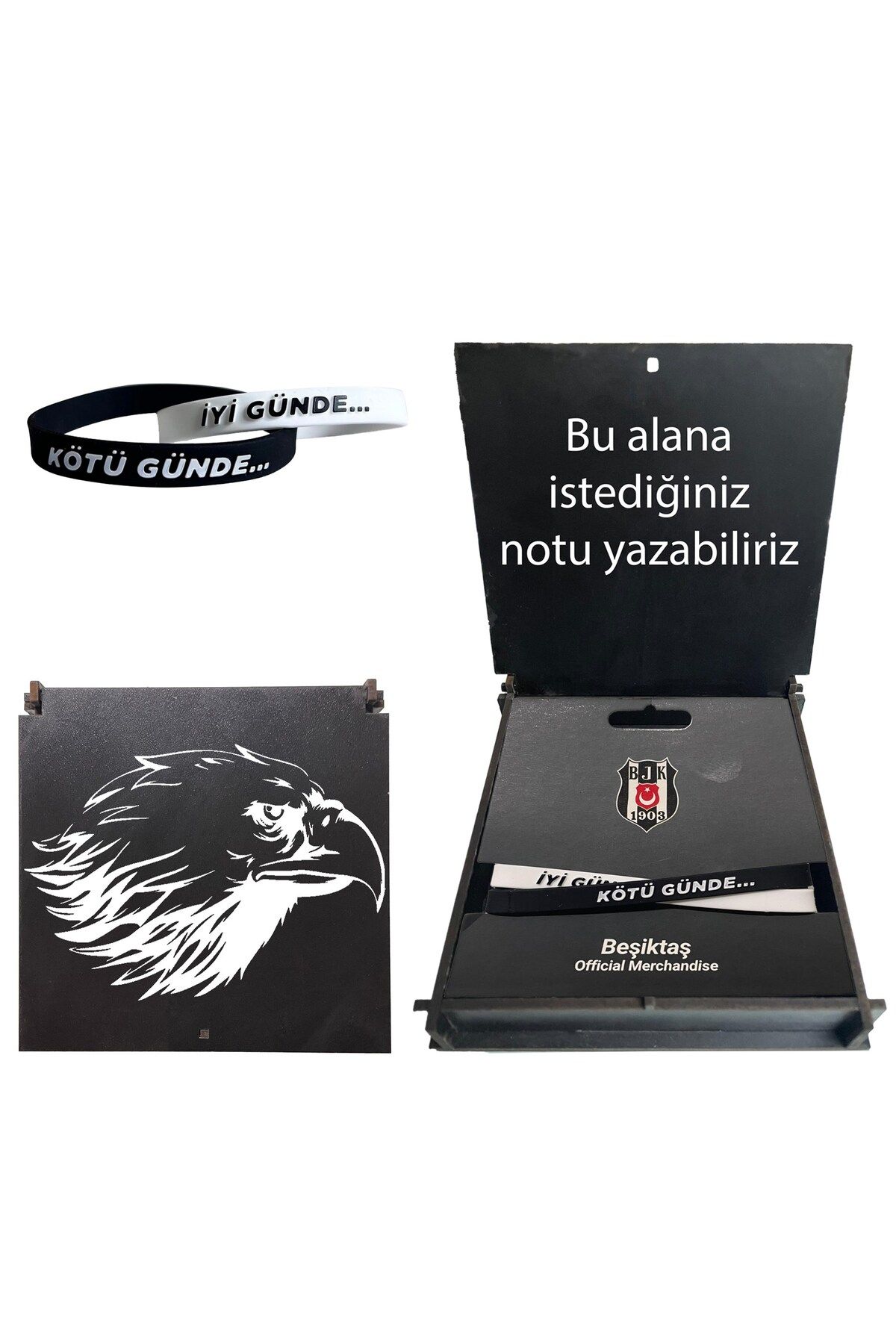 Beşiktaş Lisanslı Bileklik Kartal Ahşap Kutulu