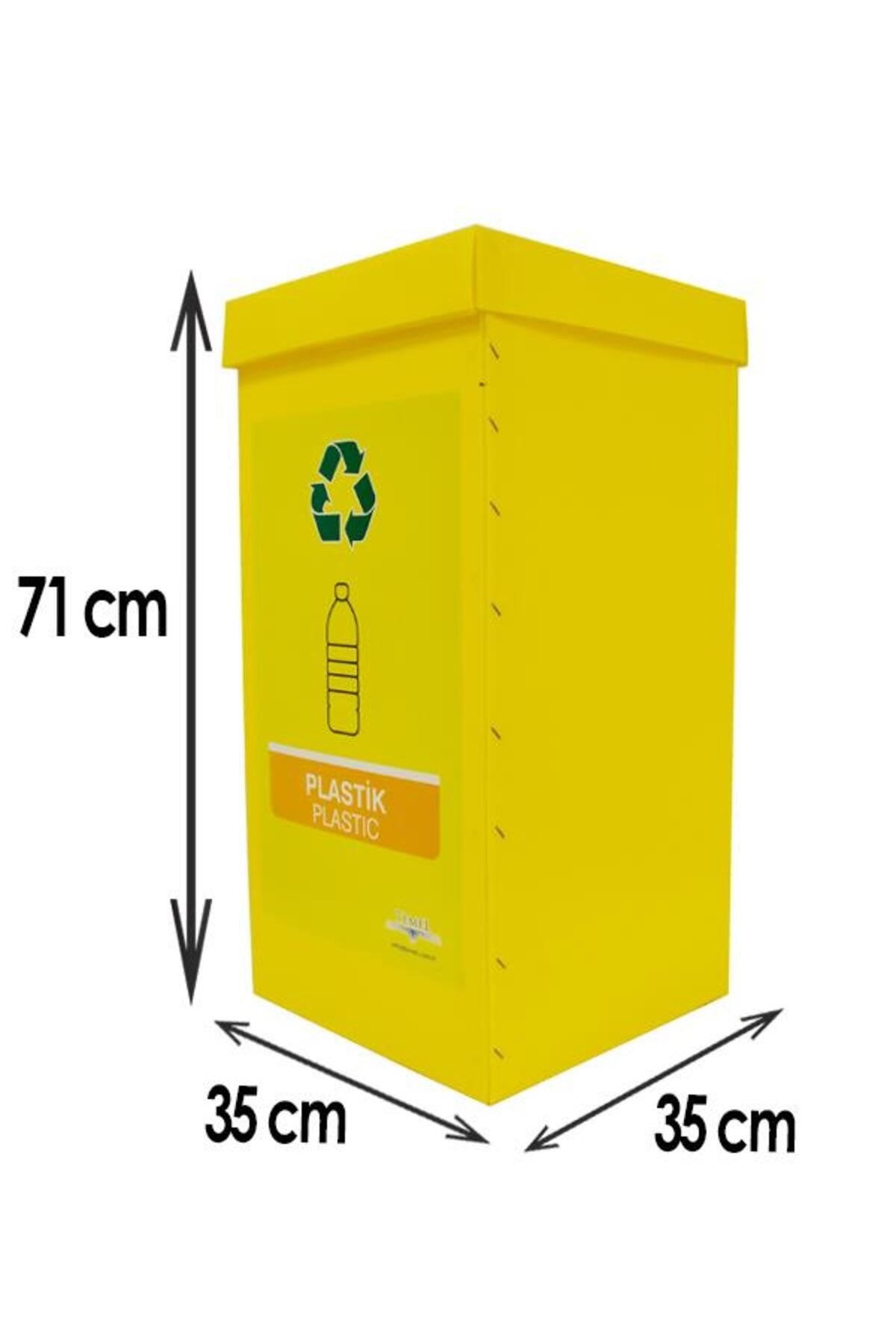 Temel Geri Dönüşüm Kutusu - Sıfır Atık Kutusu Sarı (PLASTİK)
