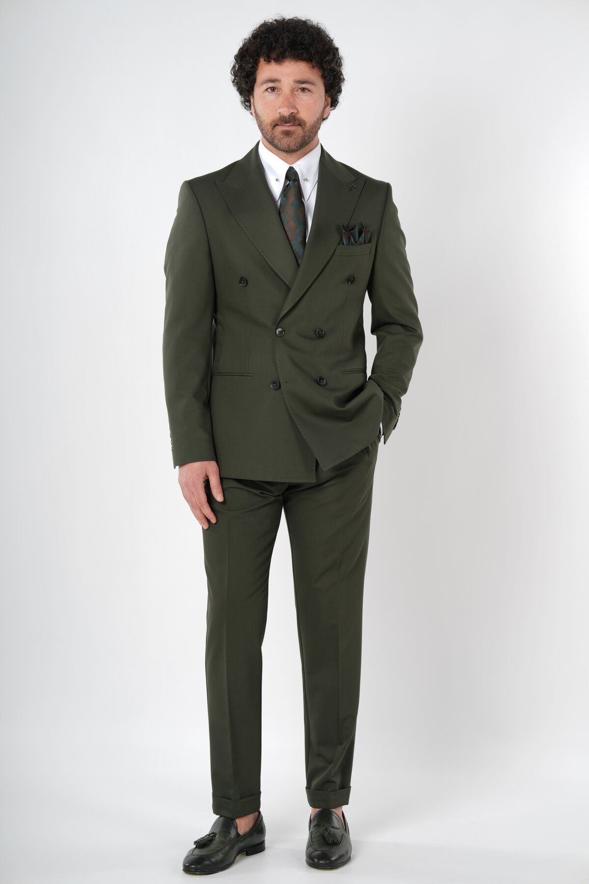 PAREZ Premium Erkek Slim Fit İtayan Stil Modelli Pantolon Kruvaze Takım Elbise