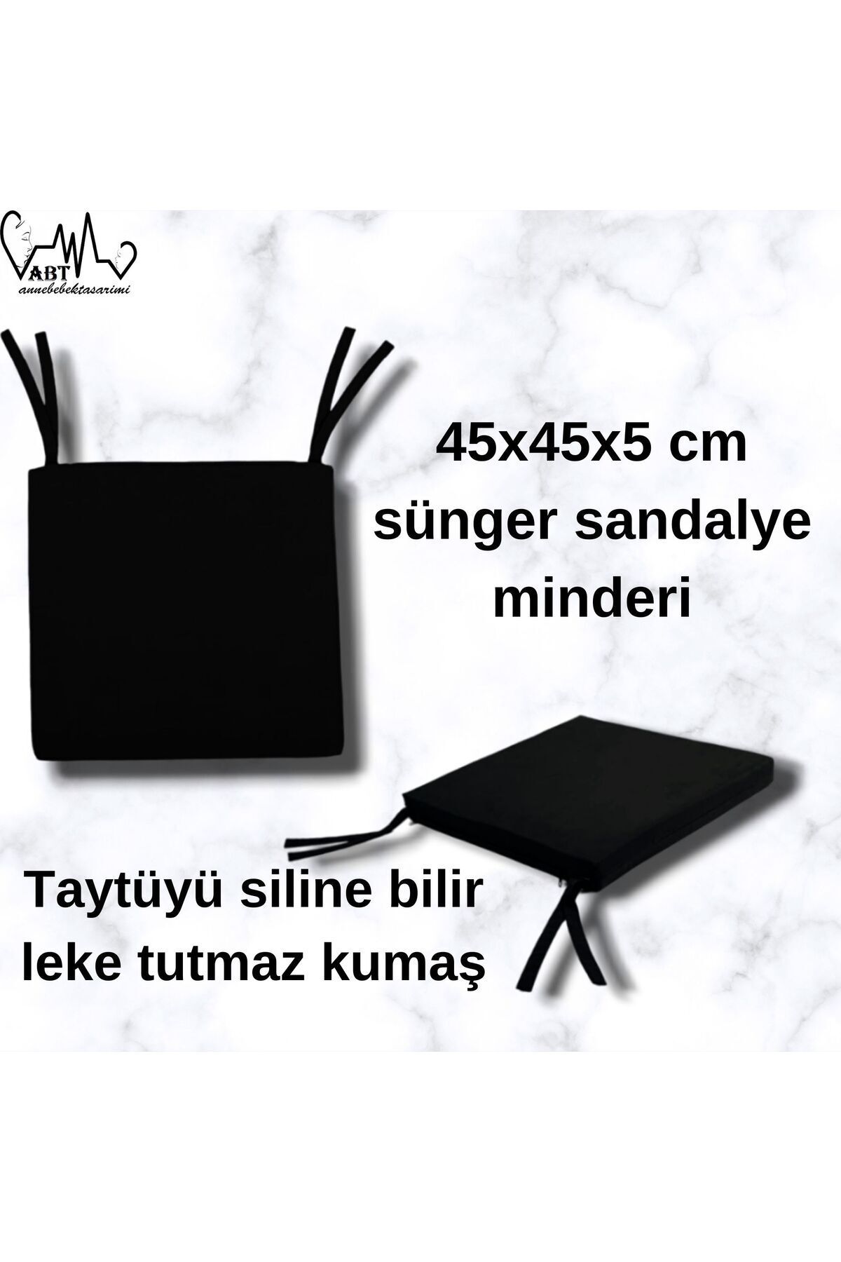 ABTtoysshop Taytüyü Kumaş Kaplı Sünger Modern Kare Sandalye Minderi 45x45x5 cm 1 adet
