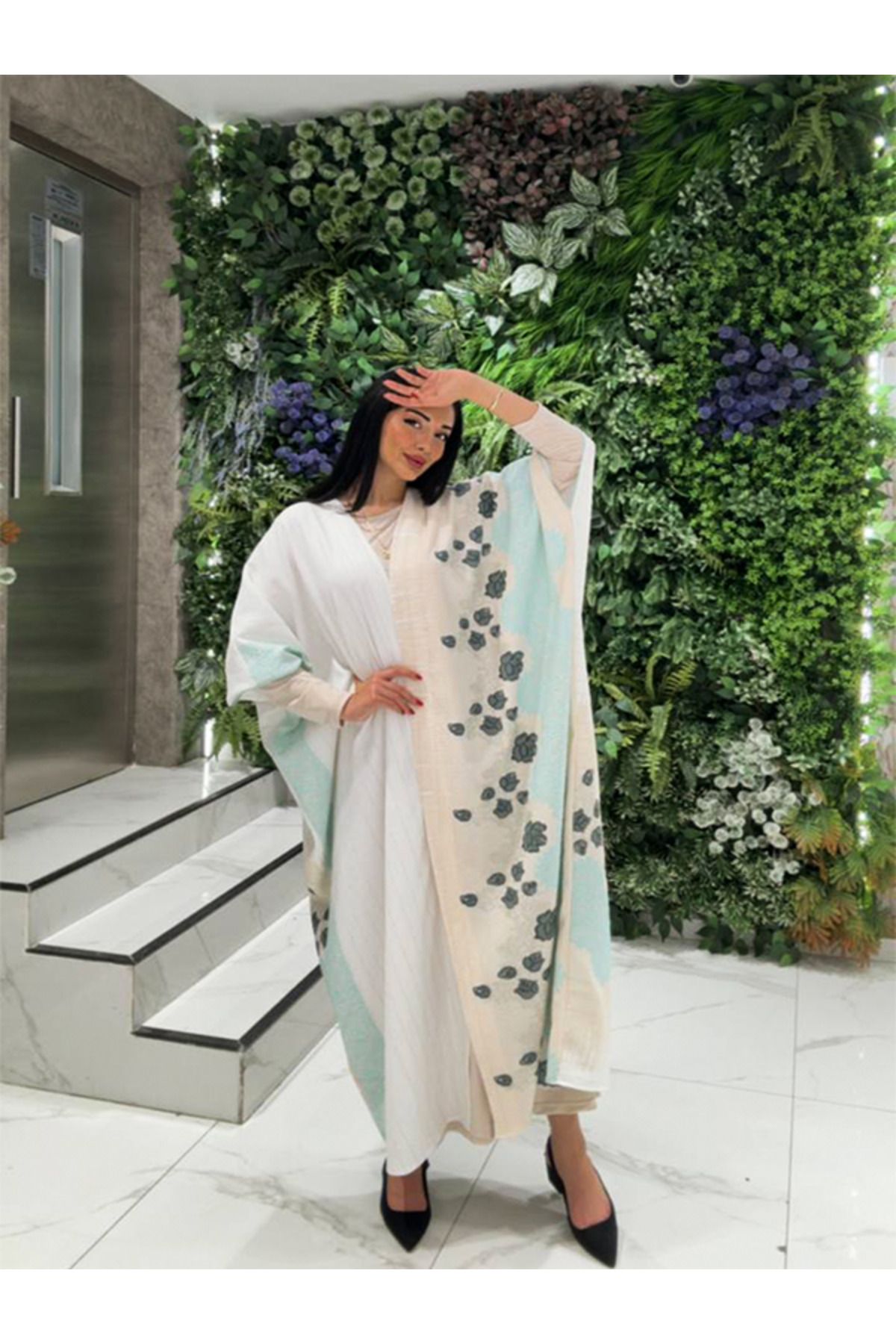 fiore fashion Beyaz Kaftan Abaya Müslüman Elbise Islam Ferace Keten Abaya Bisht