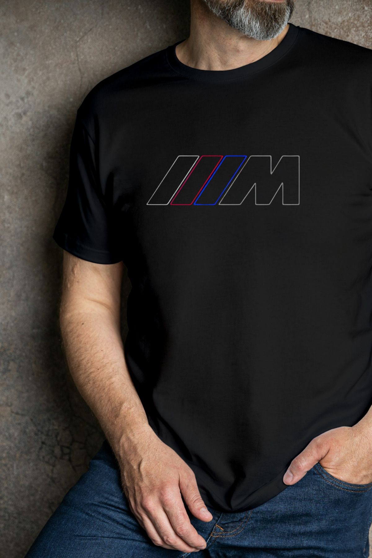 AEMİ Unisex BMW M Baskılı Oversize %100 Pamuk Bisiklet Yaka Boyfriend T-shirt