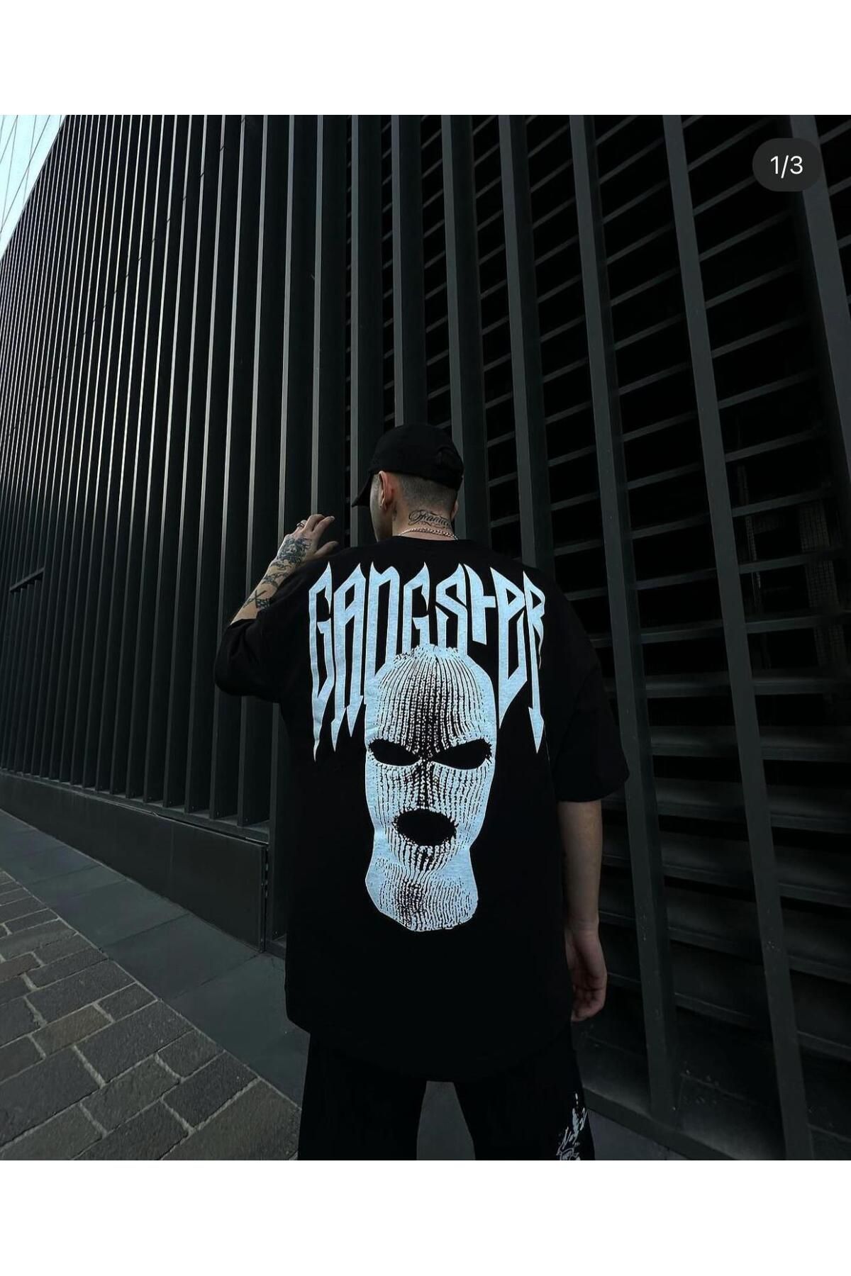 AMMA Unisex Gangster Baskılı Kısa Kol %100 Pamuk T-shirt