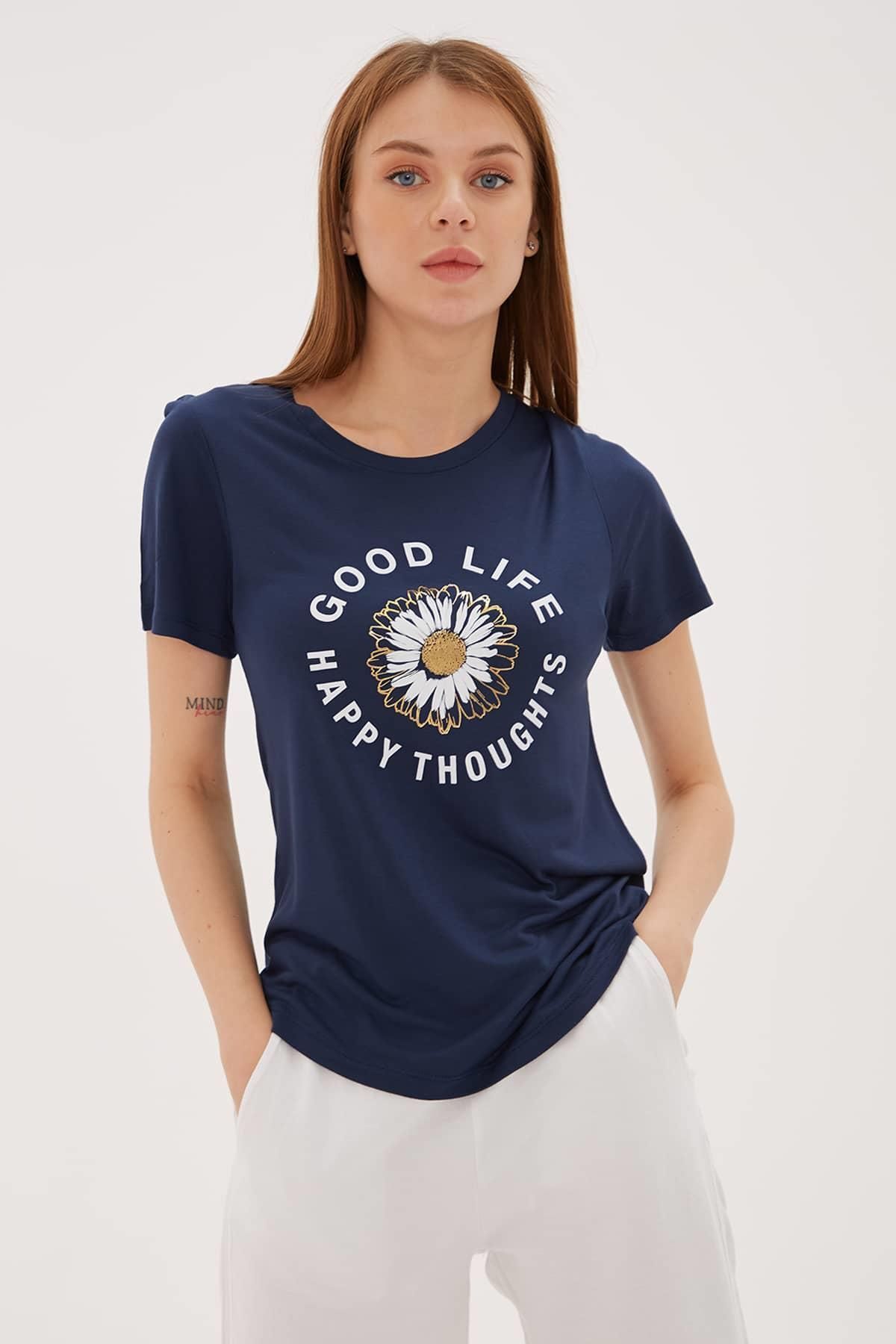 Fashion Friends Baskılı T-shirt Lacivert / Navy
