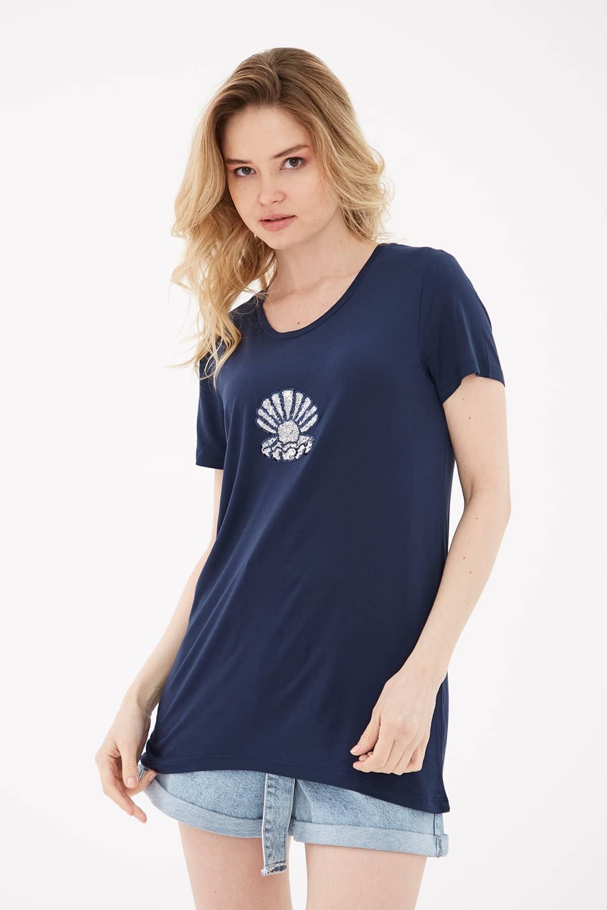 Fashion Friends Pulpayetli T-shirt Lacivert / Navy
