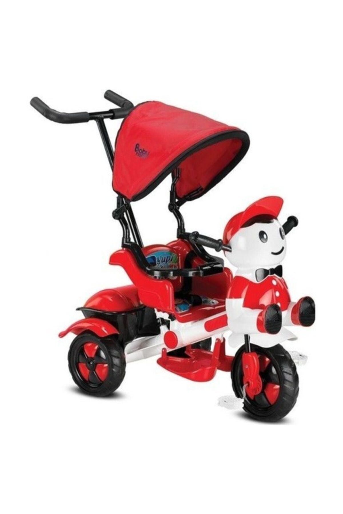 Babyhope Unisex Çocuk kırmızı/beyaz125 Yupi Panda Ebeveyn Kontrollü  Üç Teker Bisiklet-