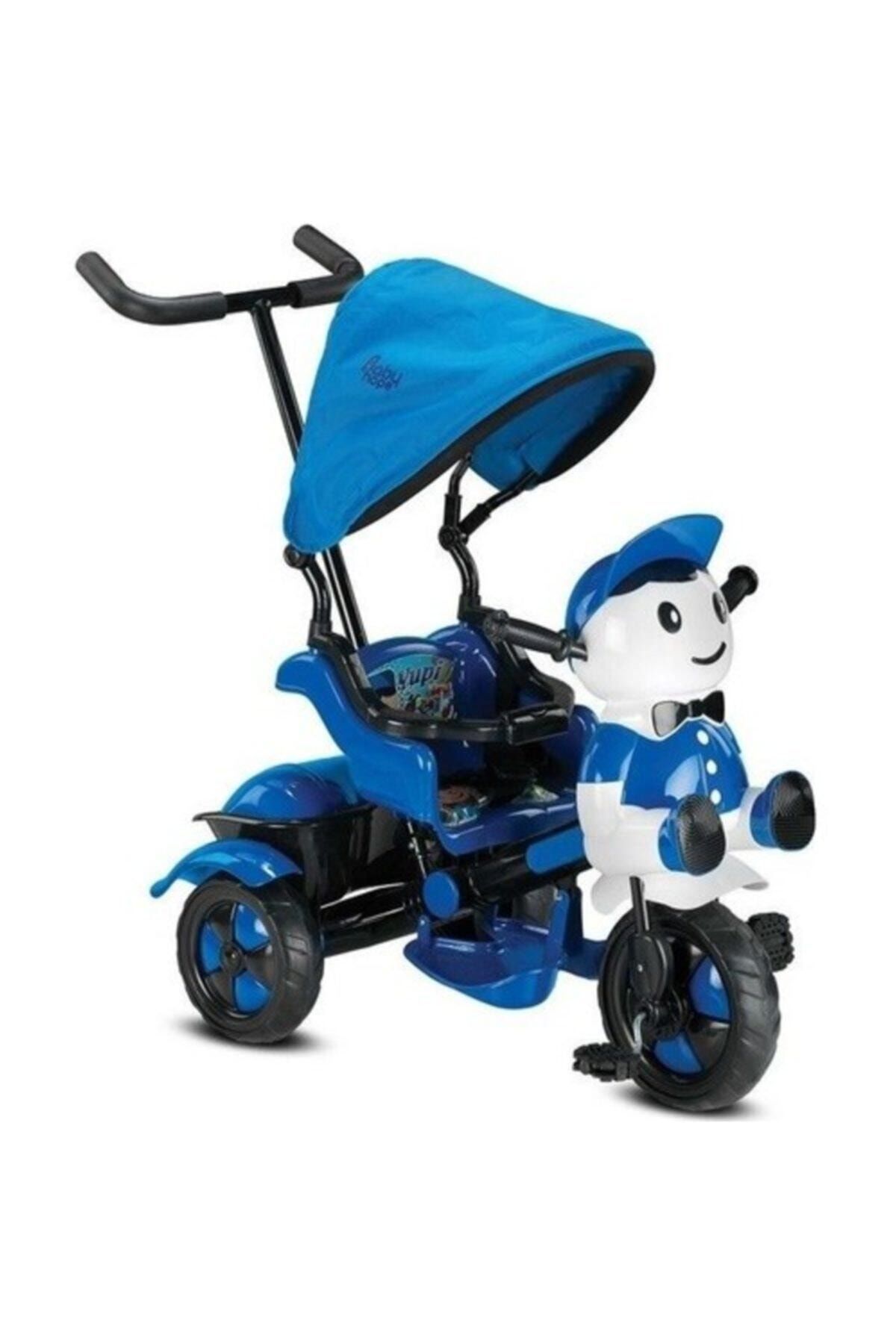 Babyhope Unisex Çocuk Mavi 125 Yupi Panda Ebeveyn Kontrollü Tenteli Müzikli Üç Teker Bisiklet