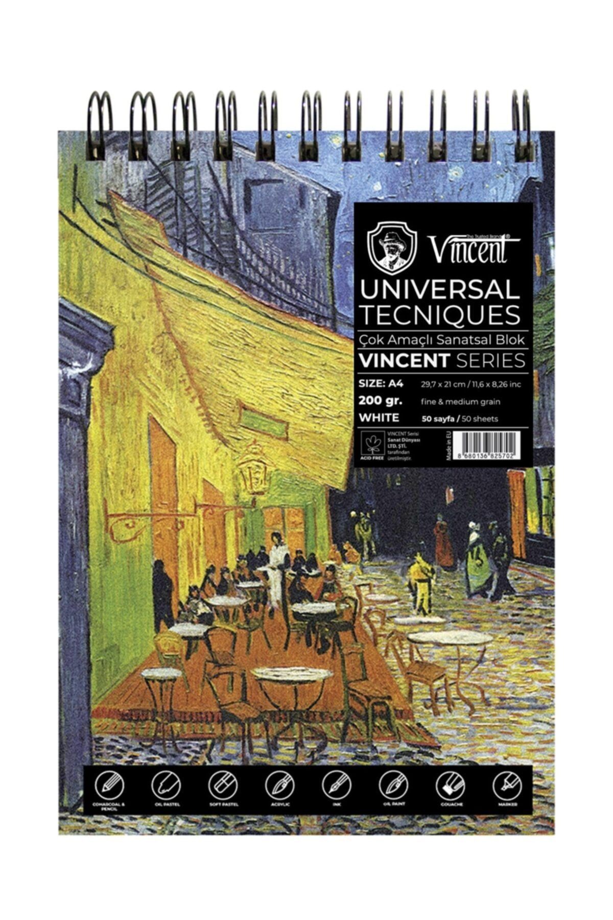 Vincent Vıncent Unıversal Tecnıques Whıte 200gr A4 50 Sayfa Çok Amaçlı Defter