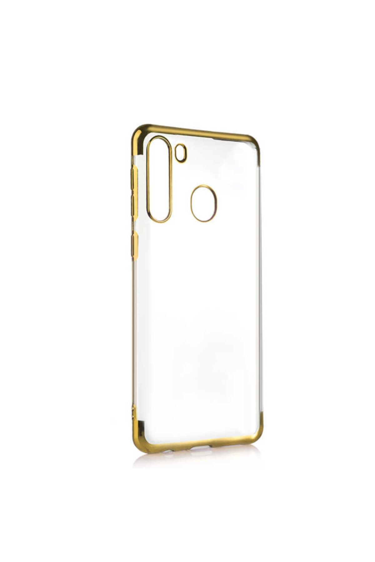 Dijimedia Galaxy A21 Uyumlu Kılıf Zore Dört Köşeli Lazer Silikon Renk Gold