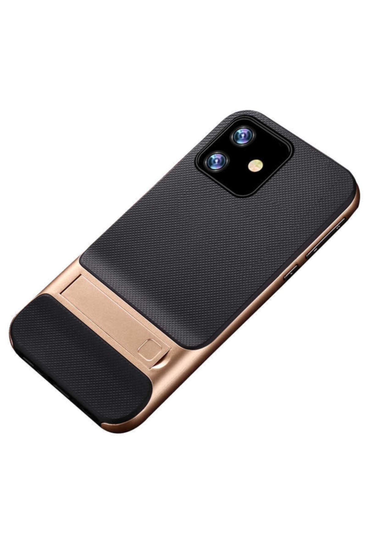 Dijimedia Kilif ve Iphone 11 Silikon Kılıf Tam Koruma Ince Standlı Verüs - Gold