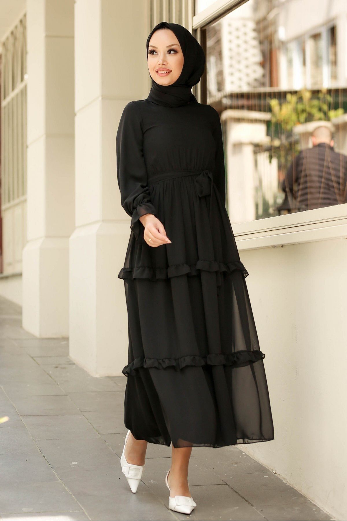 Gizce Kadın Siyah Monica Şifon Elbise