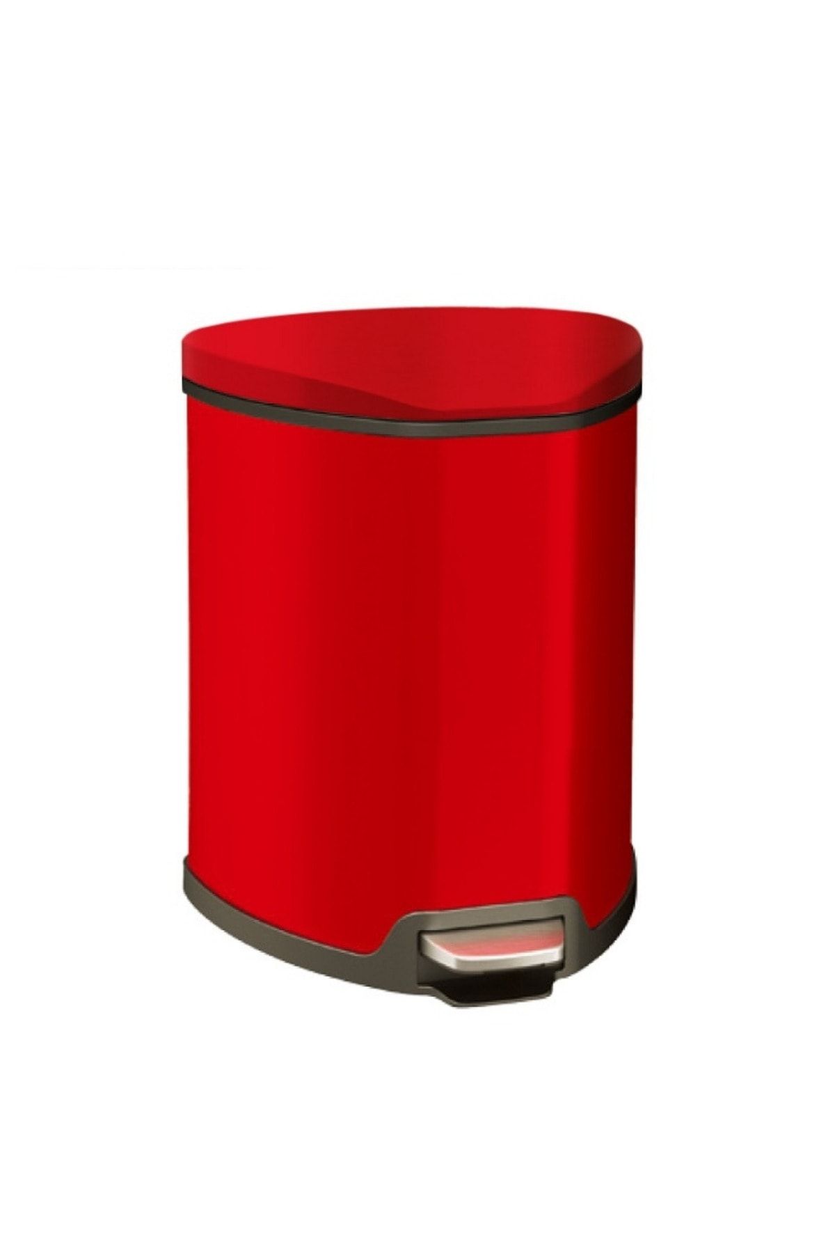 Prima Nova Paslanmaz Çelik 5 Lt Softclose Pedallı Banyo Mutfak Ofis Çöp Kovası Kırmızı