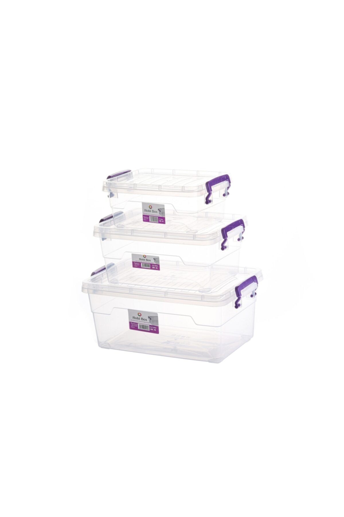 sağlam plastik Hobi Box Yatay Saklama Kabı 3'lü Set 2-3,5-5,5 Lt
