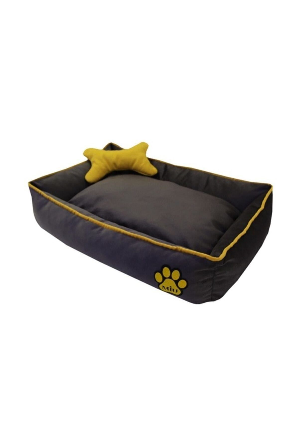 Miu Miu Miu Pets Tay Tüyü Köpek Yatağı Kemik Yastıklı 15*65*85 Cm Gri Medium