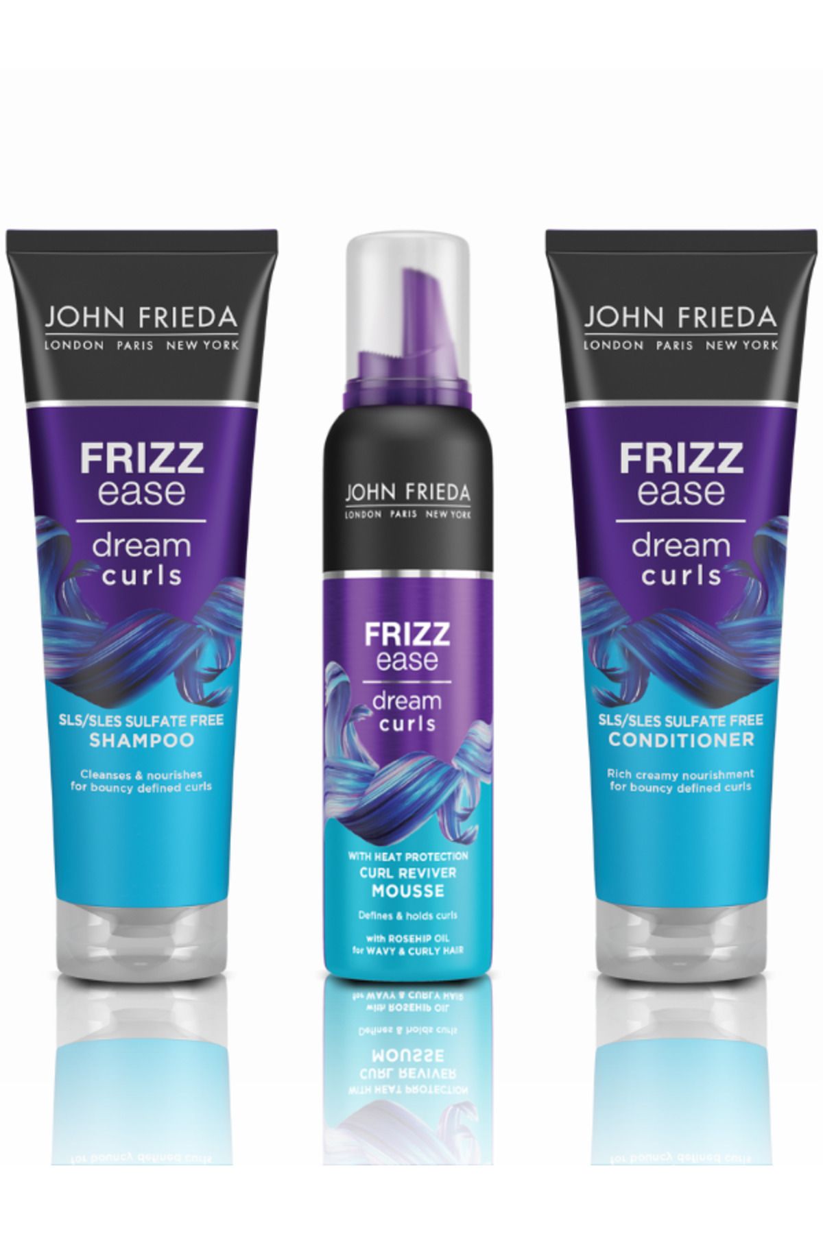 John Frieda Kıvırcık Saçlar İçin Belirginleştirici Saç Bakım Seti (Şampuan, Saç Kremi, Saç Köpüğü)