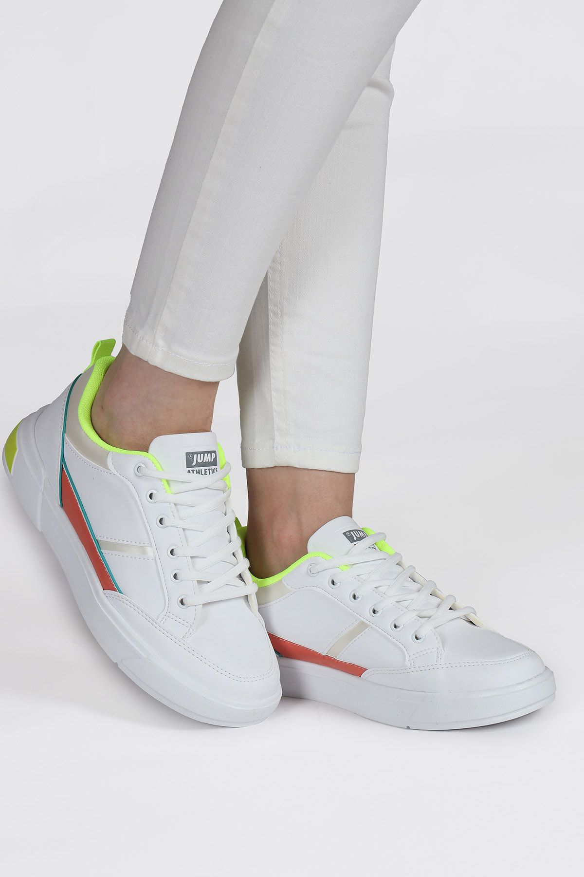 Jump 27792 Beyaz - Neon Yeşil Kadın Sneaker Günlük Spor Ayakkabı