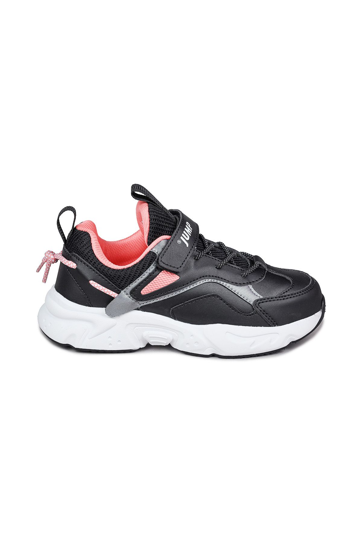 Jump 29605 Cırtlı Siyah - Somon Pembe Kız Çocuk Sneaker Günlük Spor Ayakkabı