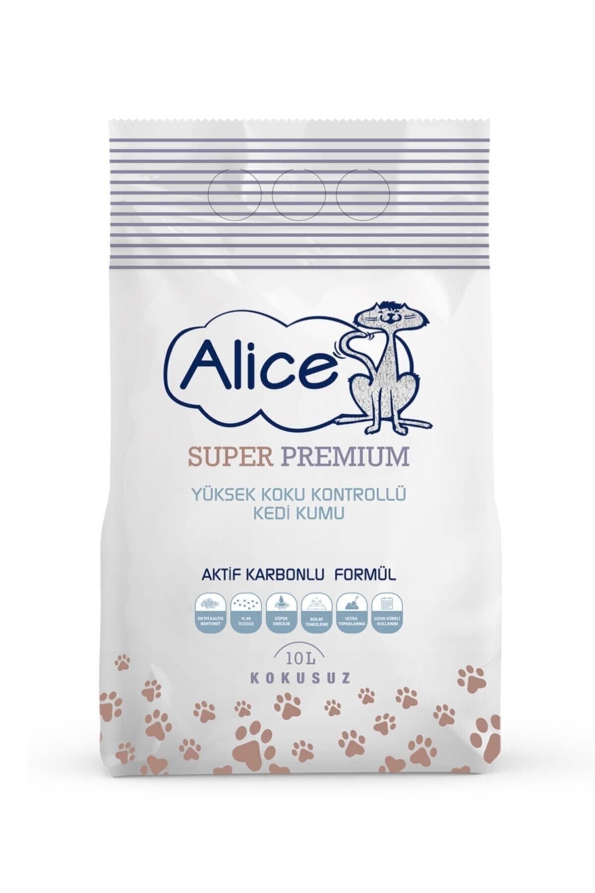Alice Aktif Karbonlu Super Premium Topaklaşan Kedi Kumu 10 lt