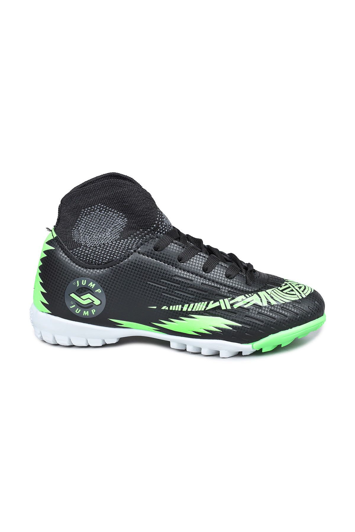 Jump 28383 Çoraplı Siyah - Yeşil Üniseks Çocuk Halı Saha Krampon Futbol Ayakkabısı