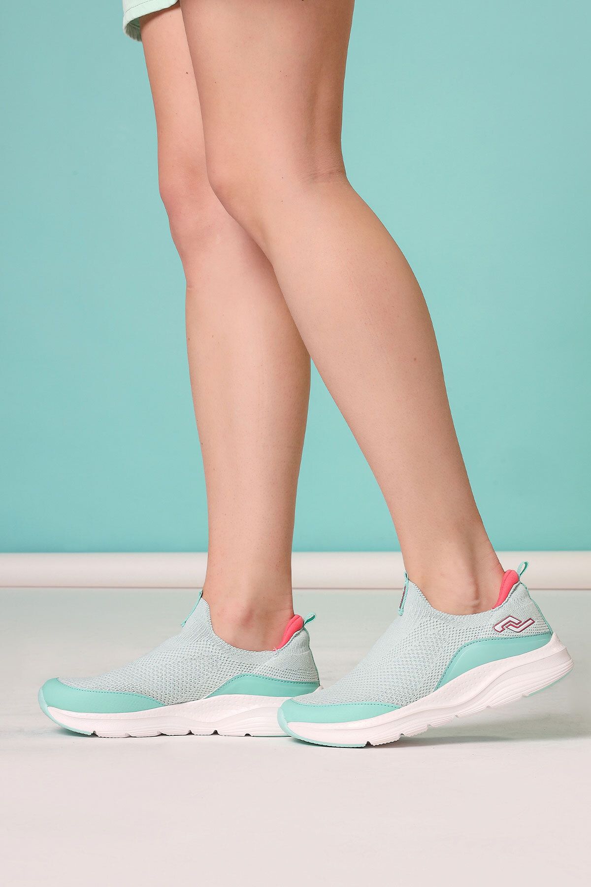 Jump 27381 Slip-on Mint Yeşili - Somon Pembe Kadın Sneaker Günlük Spor Ayakkabı