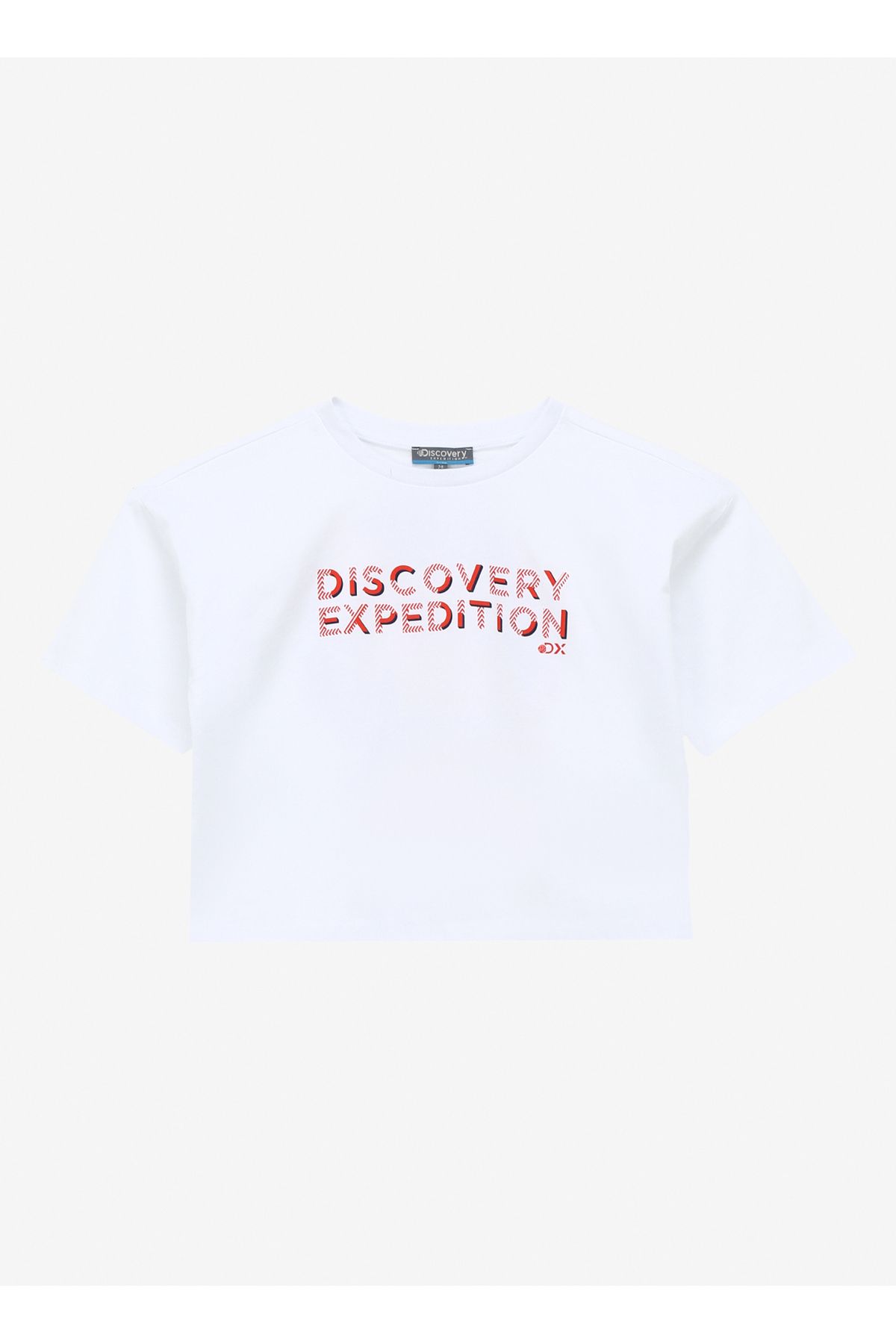 Discovery Expedition Beyaz Kız Çocuk Bisiklet Yaka Oversize Baskılı T-shirt D4sg-tst3103