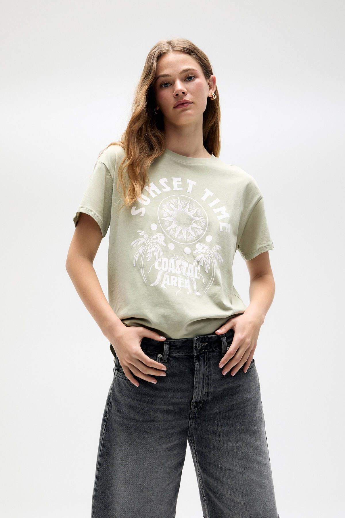 Pull & Bear Grafik baskılı kısa kollu t-shirt