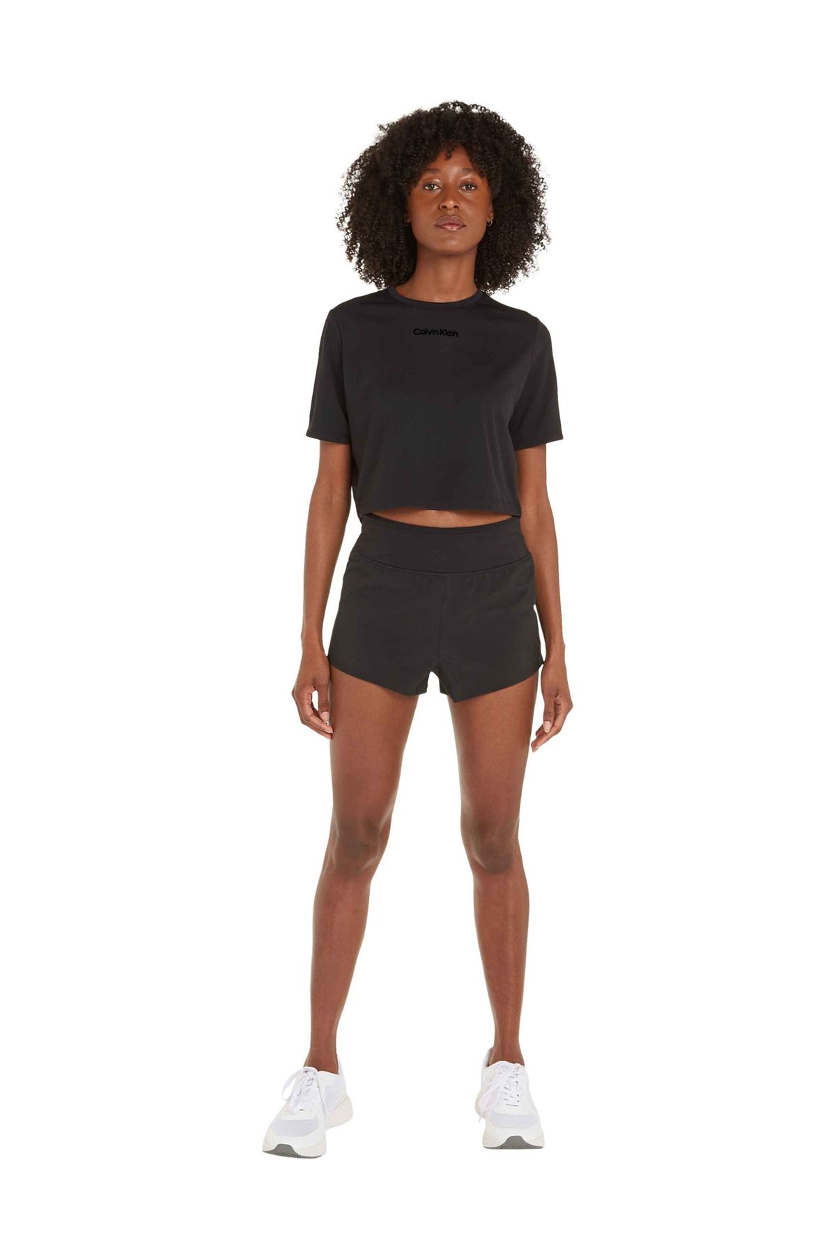 Calvin Klein Siyah Kadın Bisiklet Yaka T-shirt 00gws4k204bae-wo - Ss Crop T-shirt