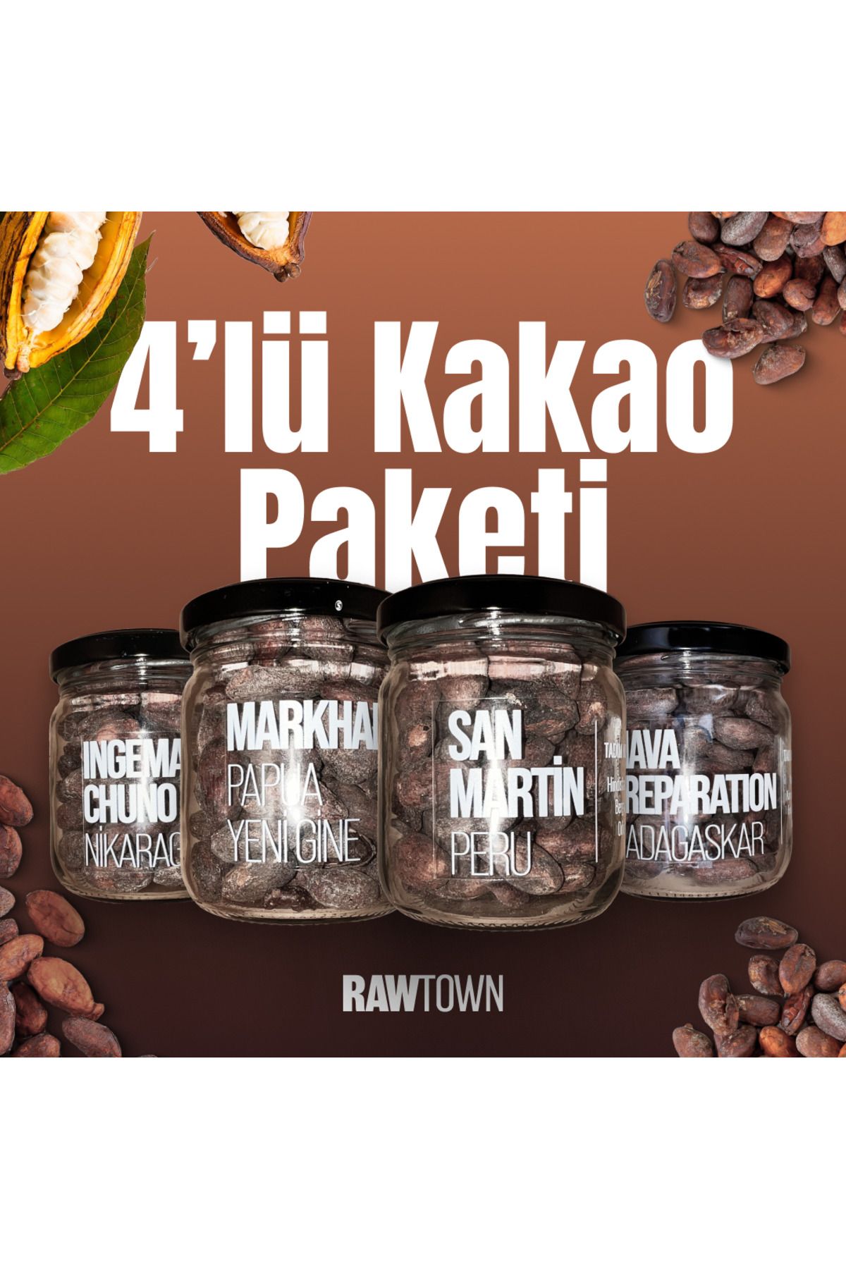 RAWTOWN Kakao Çekirdeği Deneme Seti 4'lü 4x100g
