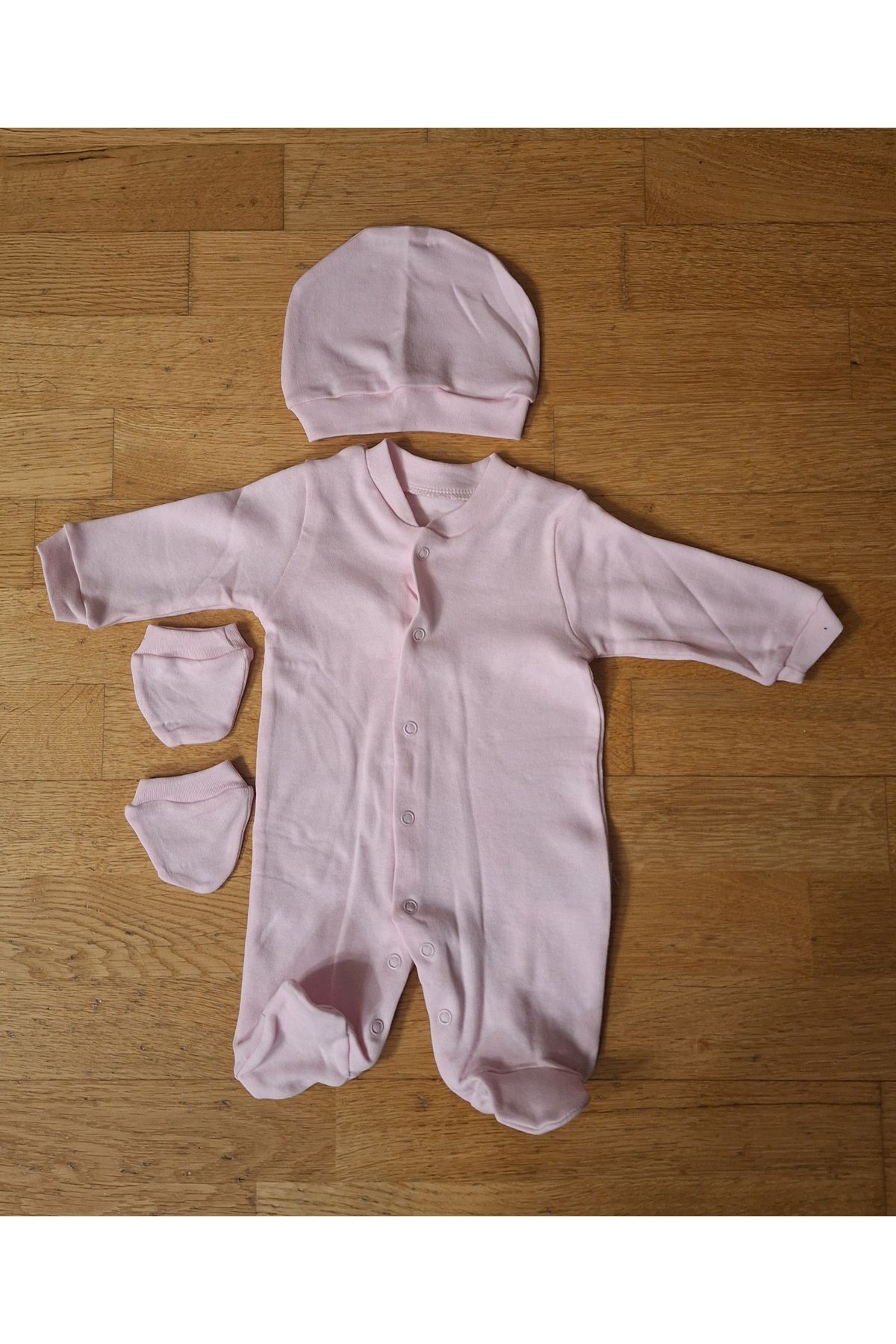 biyan collection Kız Erkek Bebek Şapkalı Eldivenli Tulum Seti Bebek Hediyelik Hastane Çıkışı Zıbın Takımı