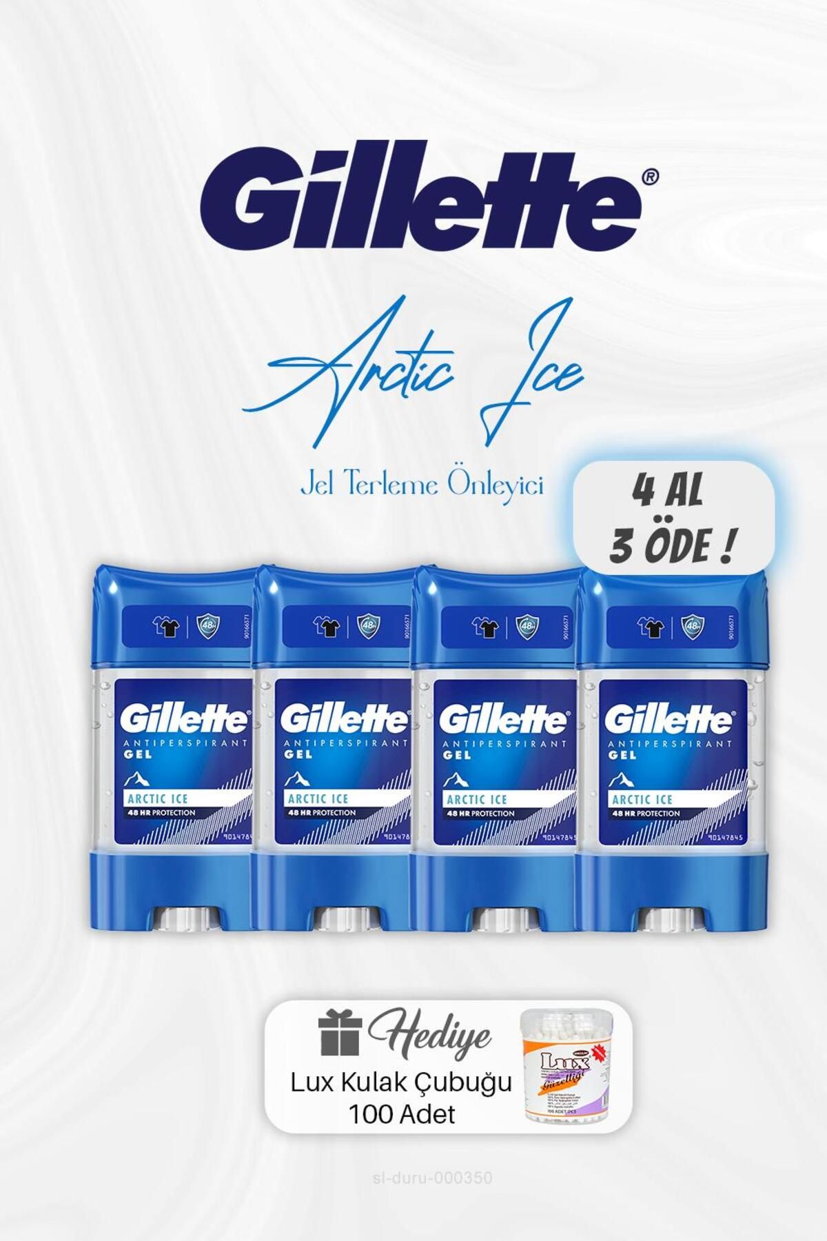 Gillette 4 AL 3 ÖDE Gillette Jel Terleme Önleyici 70 ml, Kulak Çubuğu Hediyeli