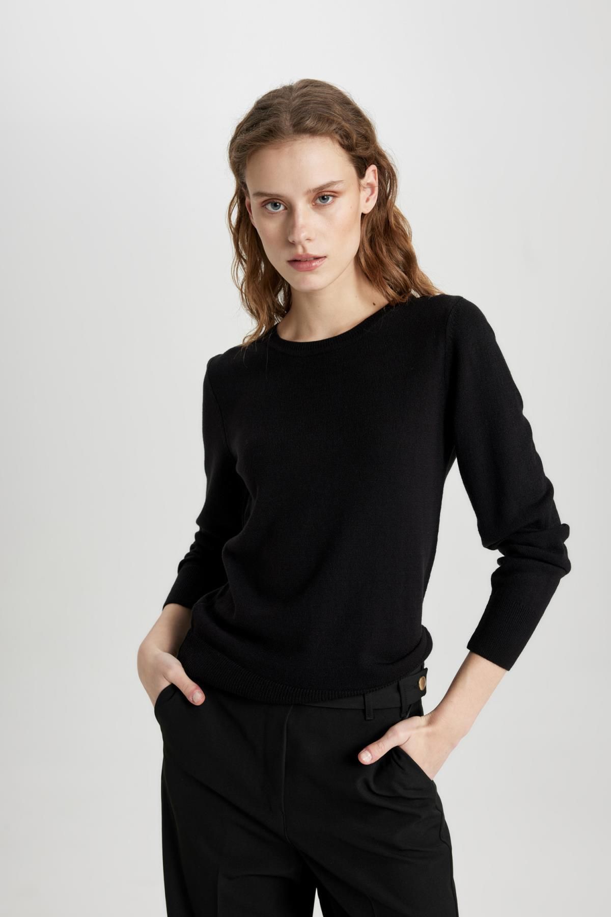 Defacto Regular Fit Yumuşak Dokulu Bisiklet Yaka Basic Düz Triko Kazak F7091az24wn
