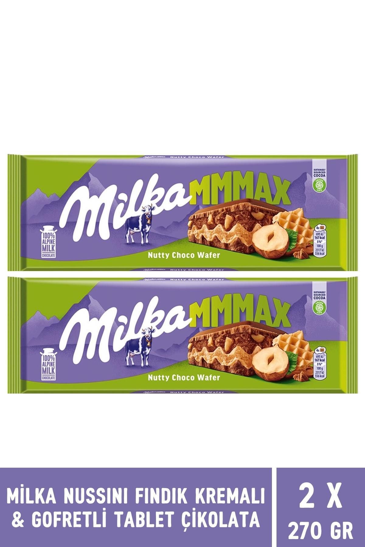 Milka Nussini Fındık Dolgulu Gofretli Tablet Çikolata 270 gr Mmmax - 2 Adet