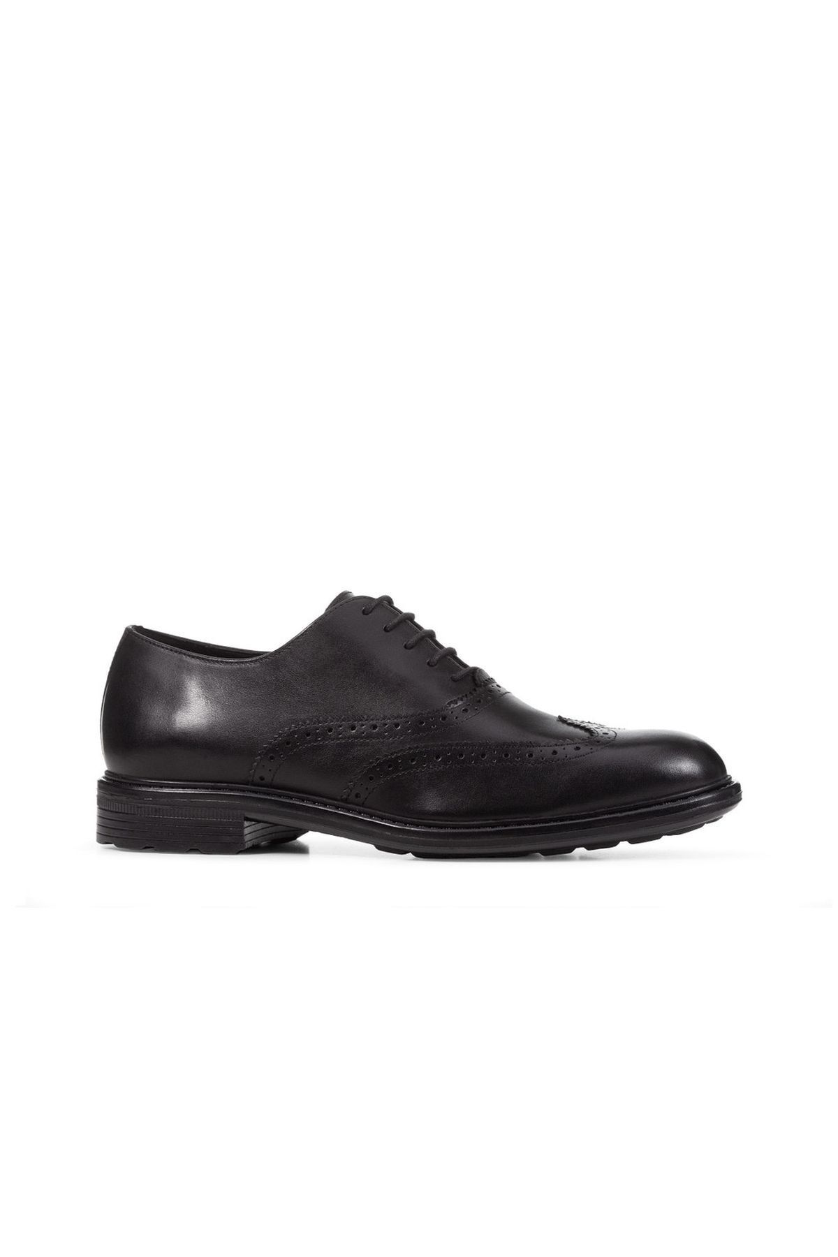 Geox Erkek Siyah Walk Pleasure Bağcıklı Deri Klasik Ayakkabı