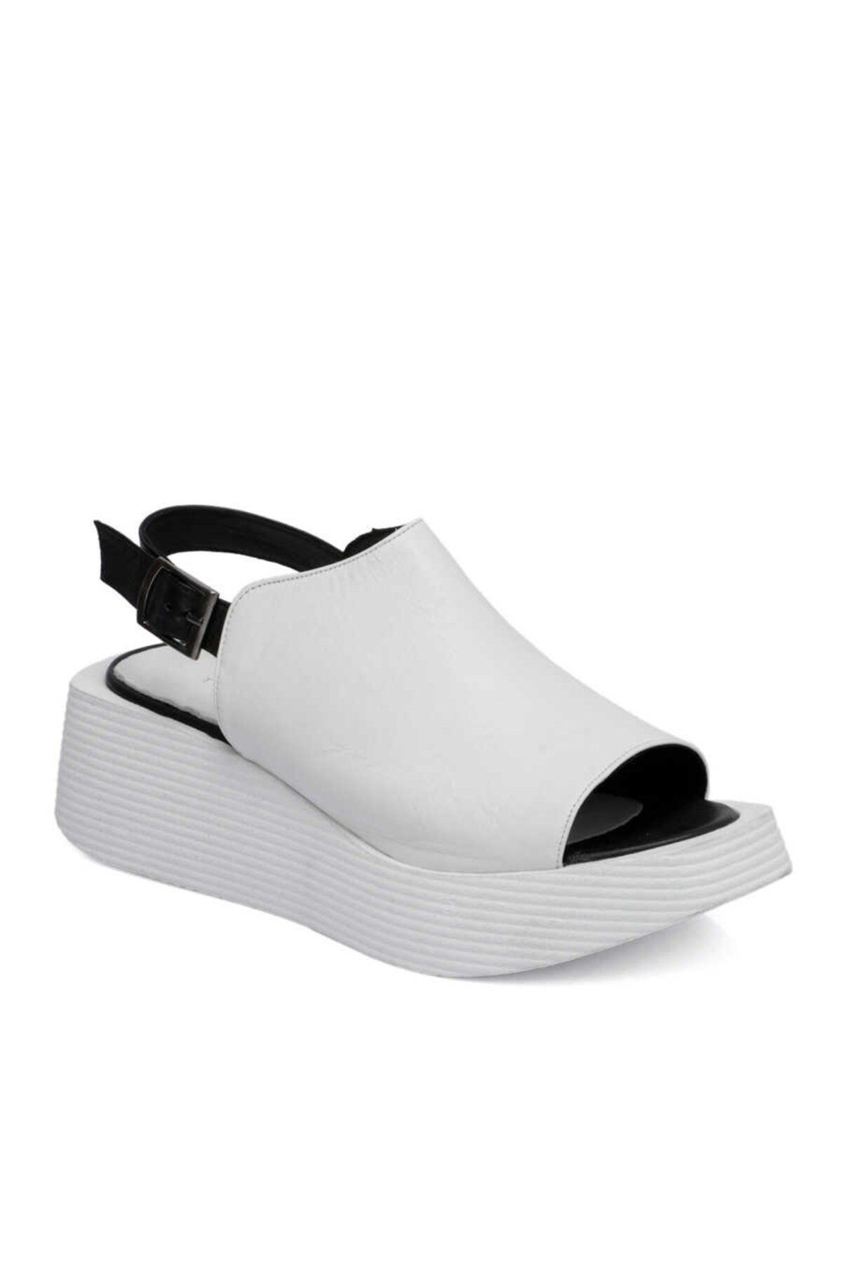 Tergan Beyaz Deri Kadın Sandalet - K23Y1SN66713-A26