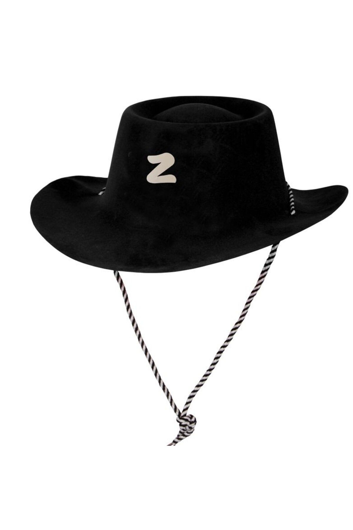 xmldünyası Siyah Renk Plastik Üzeri Kadife Kaplama Çocuk Zorro Şapkası Bağcıklı