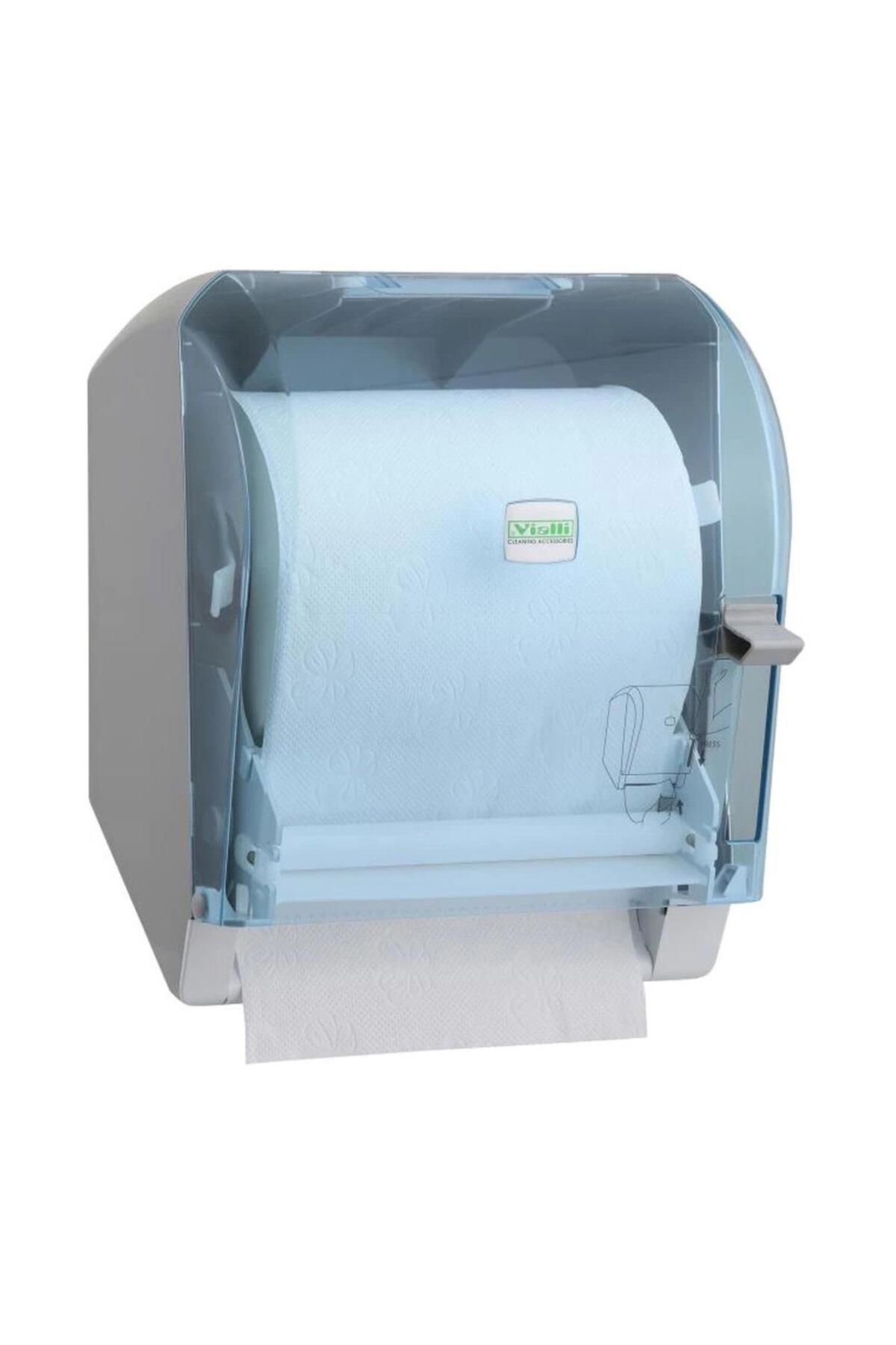 Vialli K8t Levercut Manuel Kollu Hareketli Rulo Kağıt Havlu Dispenseri Makinesi - Transparan Mavi