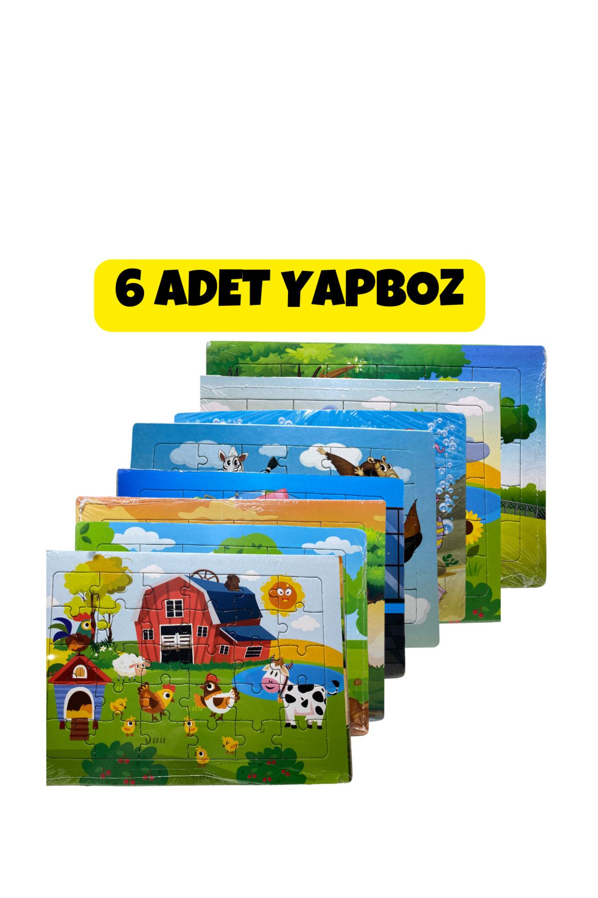 Ribendy Çocuklar Için Eğitici Ve Öğretici Karton 30 Parça Renkli Puzzle 6lı Set