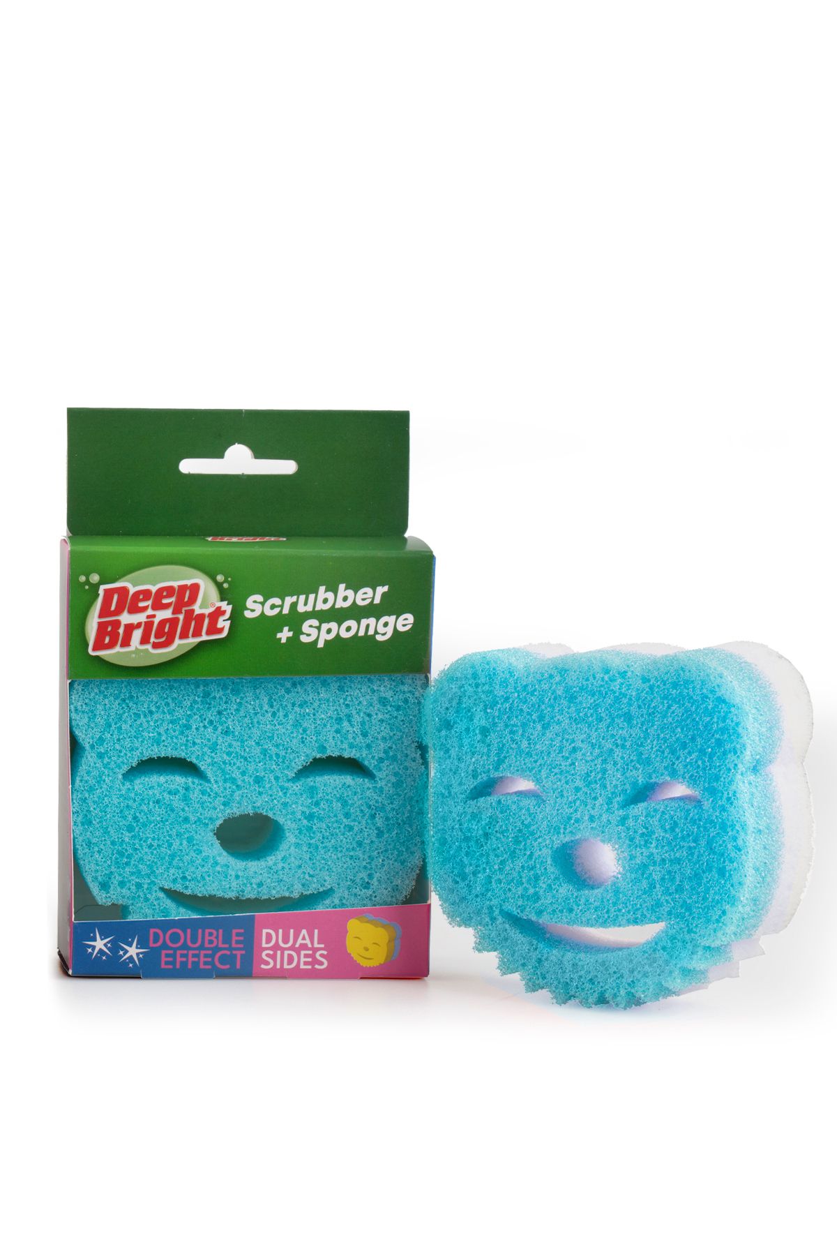 Deep Bright Scrubber Sponge, Bulaşık Süngeri - Çift Taraflı, Çizmez, Uzun Kullanım Ömürlü - Mavi