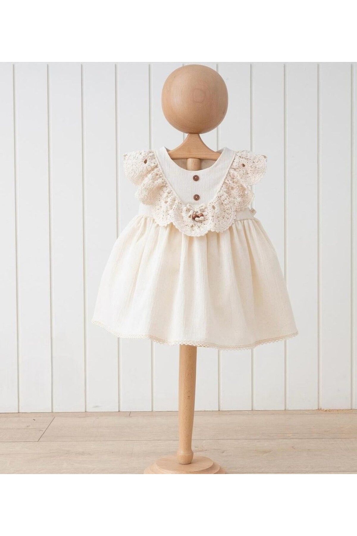 morwind Kız Bebek Elbise Dantel Yaka Zarif Doğum Günü Bayramlık Elbise