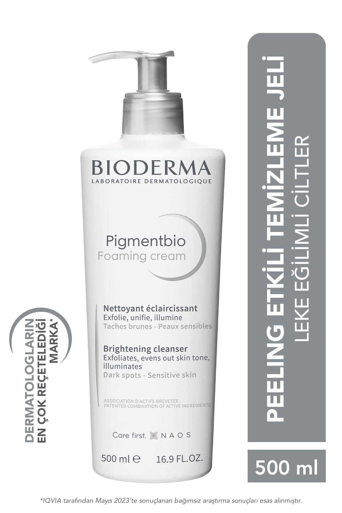 Bioderma Pigmentbio Foaming Cream Leke Karşıtı Aydınlatıcı Peeling Etkili Yıkama Jeli Yüz ve Vücut 500 ml