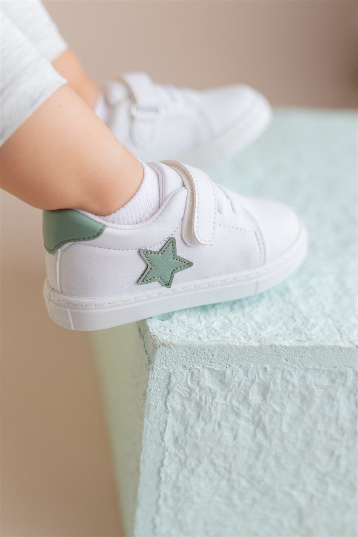 First Step Mint Yeşili Yıldızlı Cırt Cırtlı Günlük Sneaker Spor Ayakkabı-s-1000