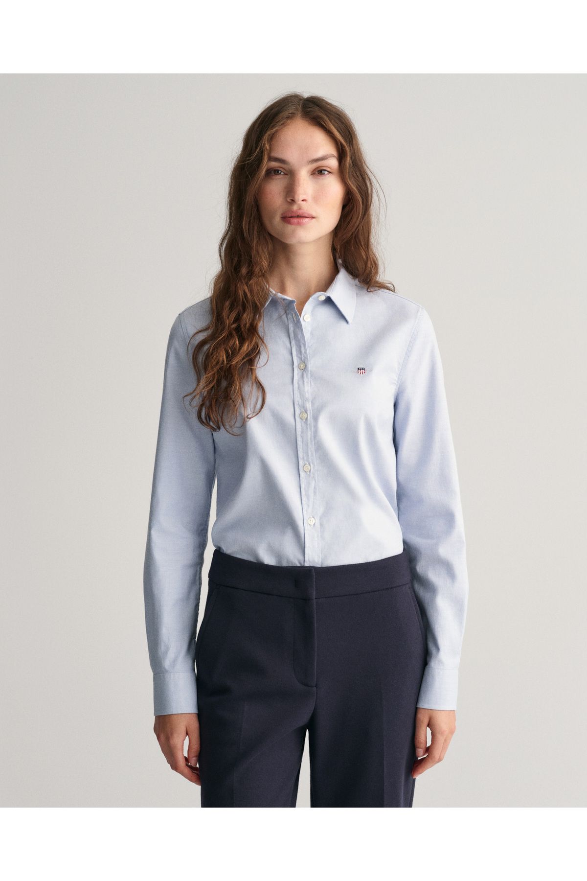 Gant Kadın Mavi Slim Fit Klasik Yaka Oxford Gömlek