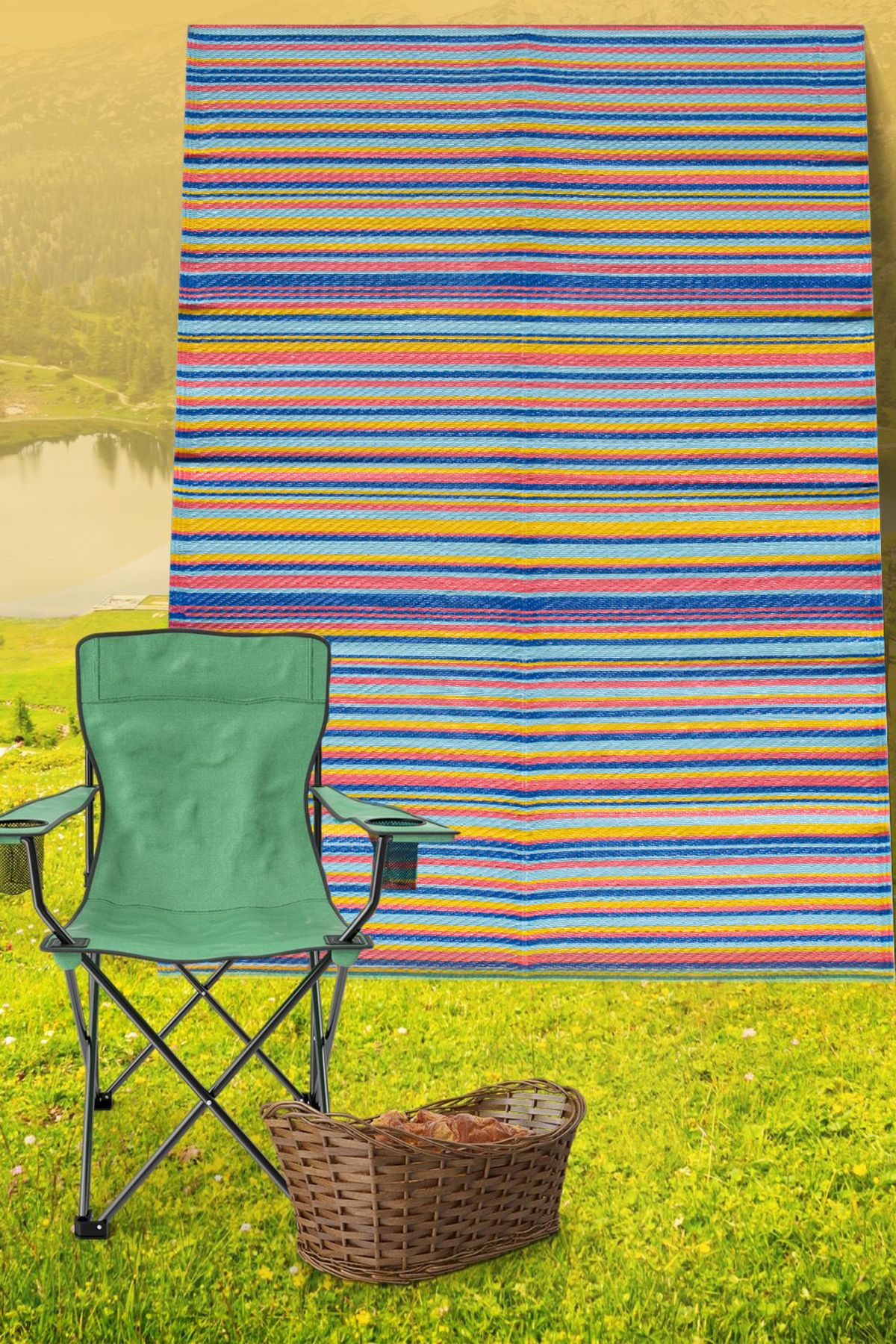 Konfor Halı Savana 8802 Plaj Kamp Piknik Bahçe Halısı Balkon Teras Hasır Mat Savan Halı